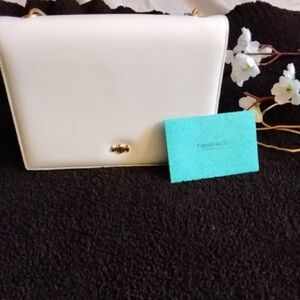 Tiffany & Co. White Shoulder Bag with Gold Details
